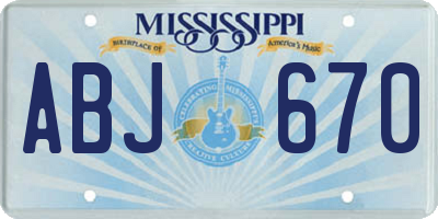 MS license plate ABJ670