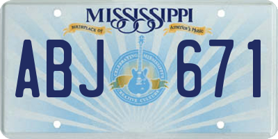 MS license plate ABJ671