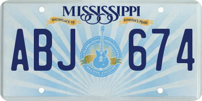 MS license plate ABJ674