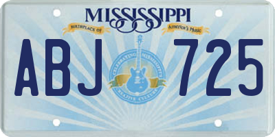 MS license plate ABJ725