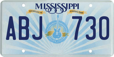 MS license plate ABJ730