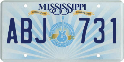 MS license plate ABJ731