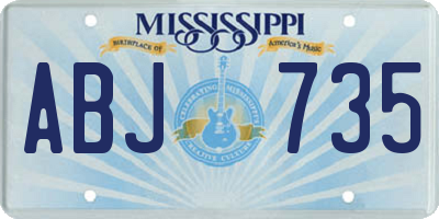 MS license plate ABJ735