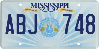 MS license plate ABJ748