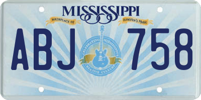 MS license plate ABJ758