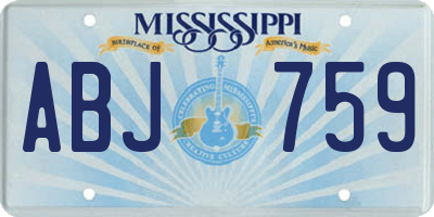 MS license plate ABJ759