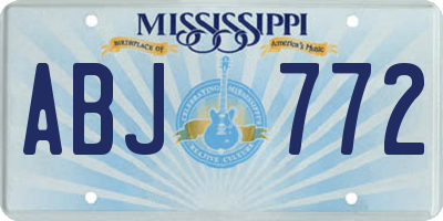 MS license plate ABJ772