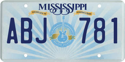 MS license plate ABJ781