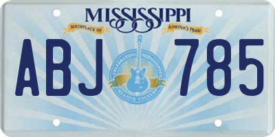 MS license plate ABJ785