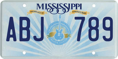 MS license plate ABJ789