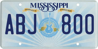 MS license plate ABJ800