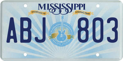 MS license plate ABJ803