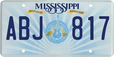 MS license plate ABJ817