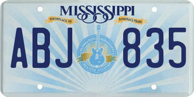 MS license plate ABJ835