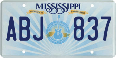 MS license plate ABJ837