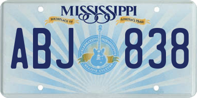 MS license plate ABJ838