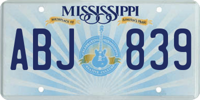 MS license plate ABJ839