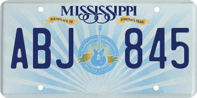 MS license plate ABJ845