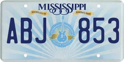 MS license plate ABJ853