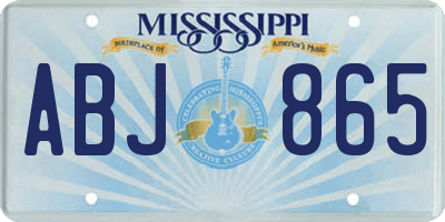 MS license plate ABJ865