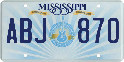 MS license plate ABJ870