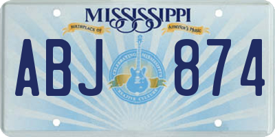 MS license plate ABJ874