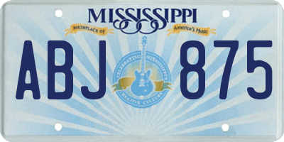 MS license plate ABJ875