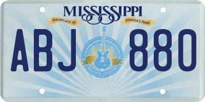 MS license plate ABJ880