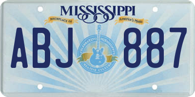 MS license plate ABJ887
