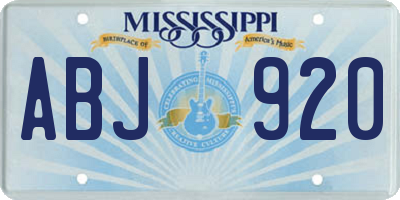 MS license plate ABJ920