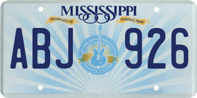 MS license plate ABJ926