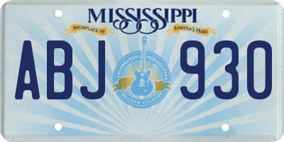 MS license plate ABJ930