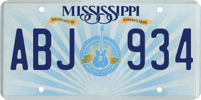 MS license plate ABJ934