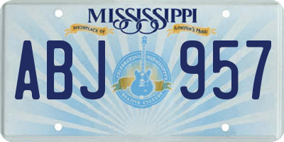 MS license plate ABJ957