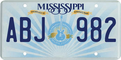 MS license plate ABJ982
