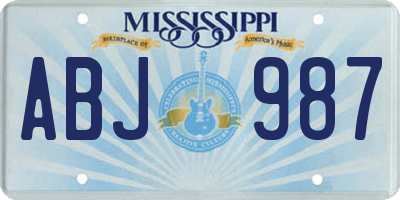 MS license plate ABJ987