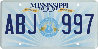 MS license plate ABJ997