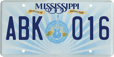 MS license plate ABK016
