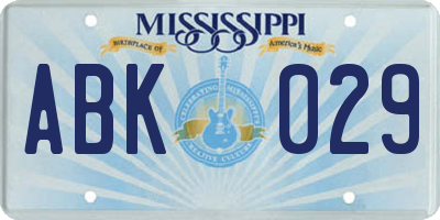 MS license plate ABK029