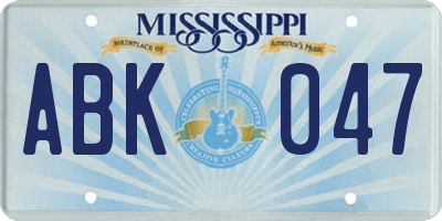 MS license plate ABK047