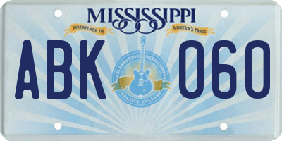 MS license plate ABK060