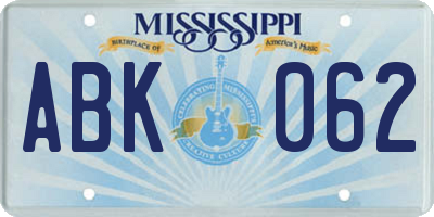 MS license plate ABK062