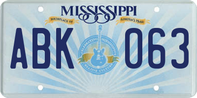 MS license plate ABK063