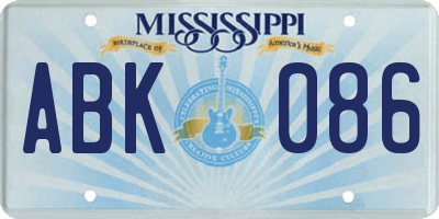 MS license plate ABK086