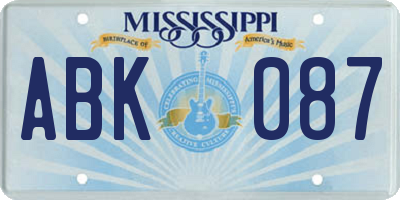 MS license plate ABK087