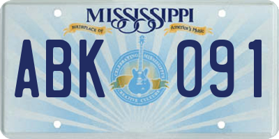 MS license plate ABK091