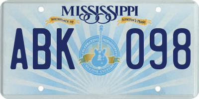 MS license plate ABK098