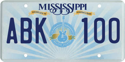 MS license plate ABK100