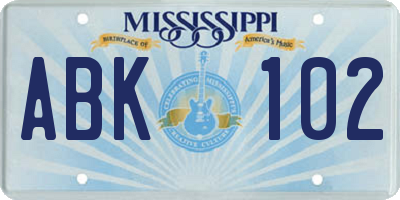 MS license plate ABK102