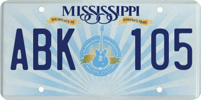MS license plate ABK105